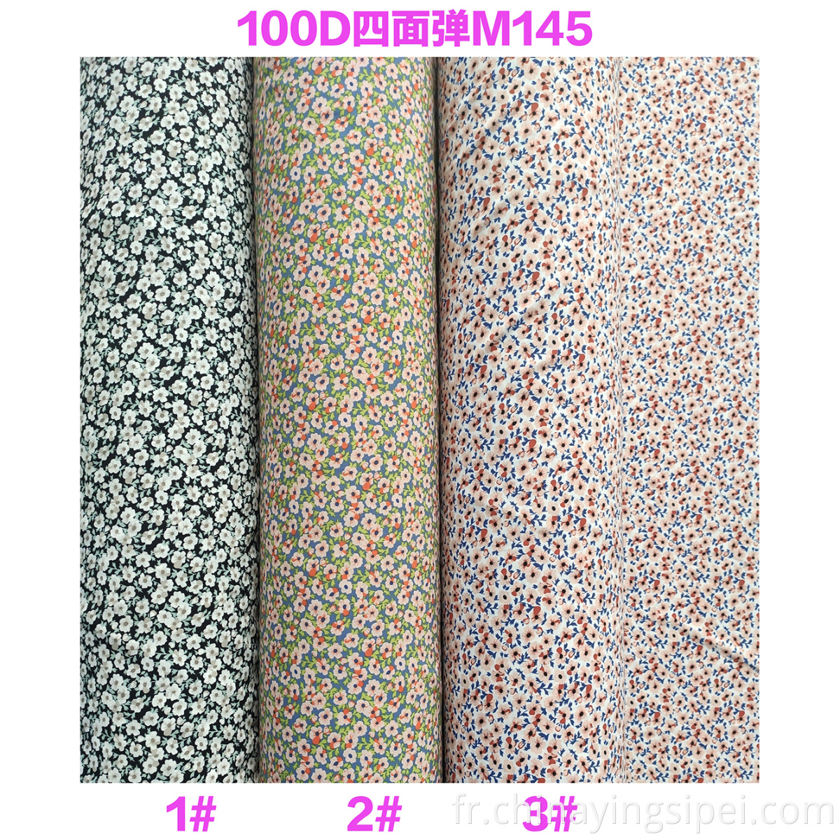 ISP Textile Flower Print 4 Way Stretch 97% Polyester 3% Tissu d'élastane Tissu d'impression pour femme robe